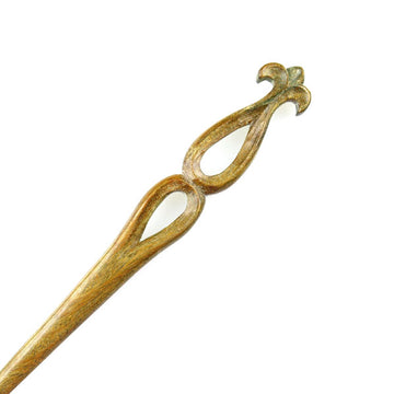 CrystalMood Handmade Carved Wood Hair Stick Fleur-de-Lis Lignum-vitae